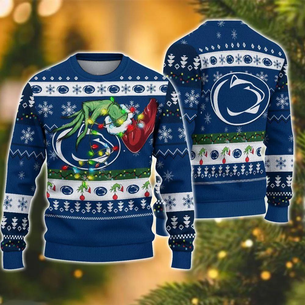 Ncaa Penn State Nittany Lions Grinch Ugly Christmas Sweater, NCAA Christmas Sweater Moonbestprint