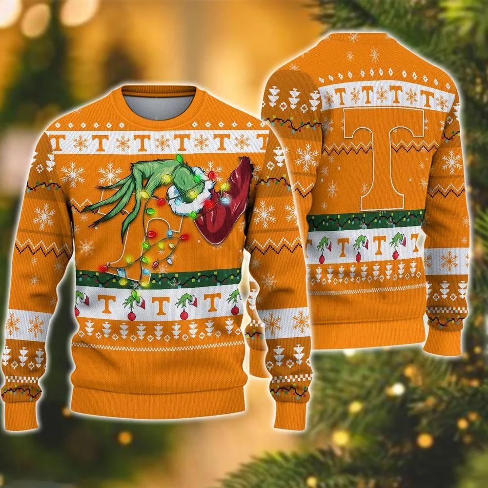 Ncaa Tennessee Volunteers Grinch Ugly Christmas Sweater, NCAA Christmas Sweater Moonbestprint