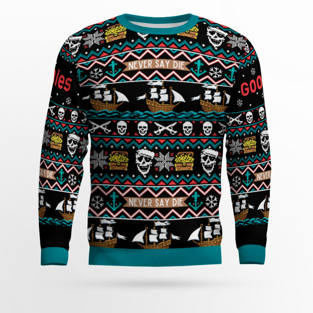 Never Say Die The Goonies Ugly Christmas Sweater 2025 – Moonbestprint