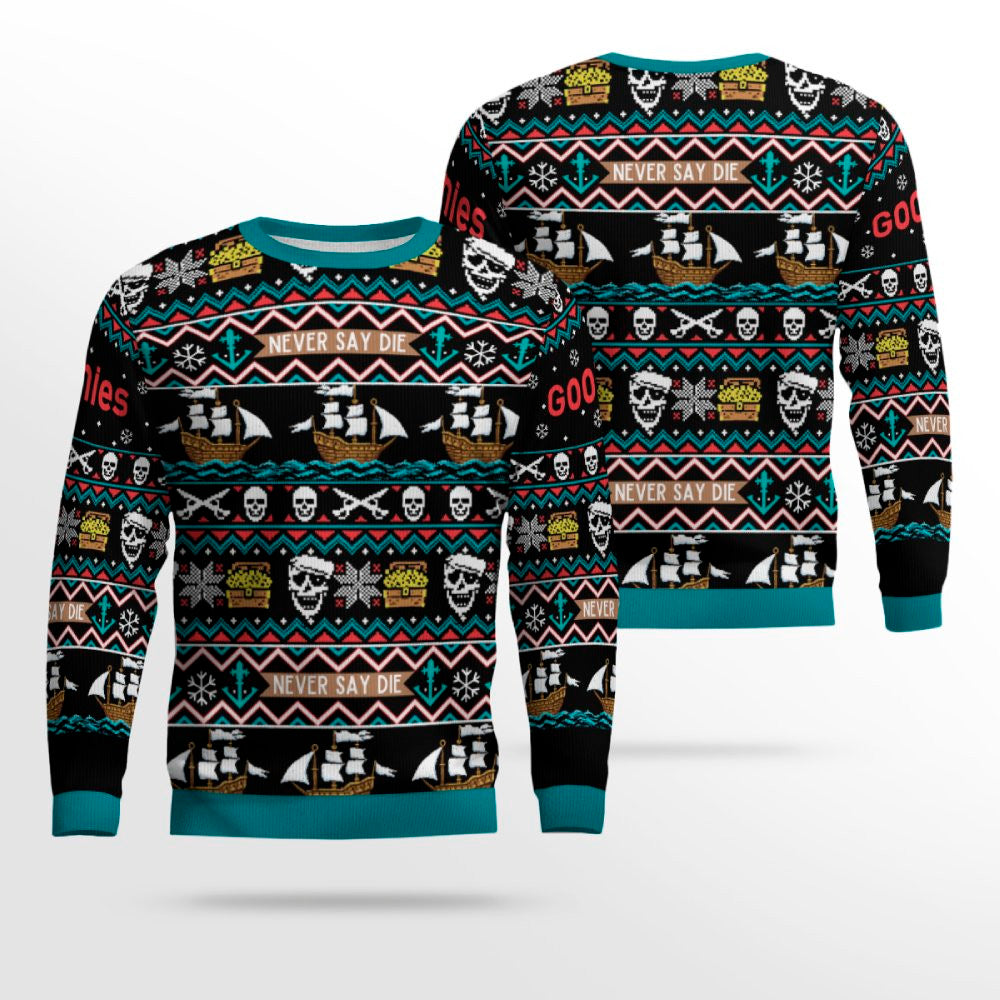 Never Say Die The Goonies Ugly Christmas Sweater 2025 – Moonbestprint