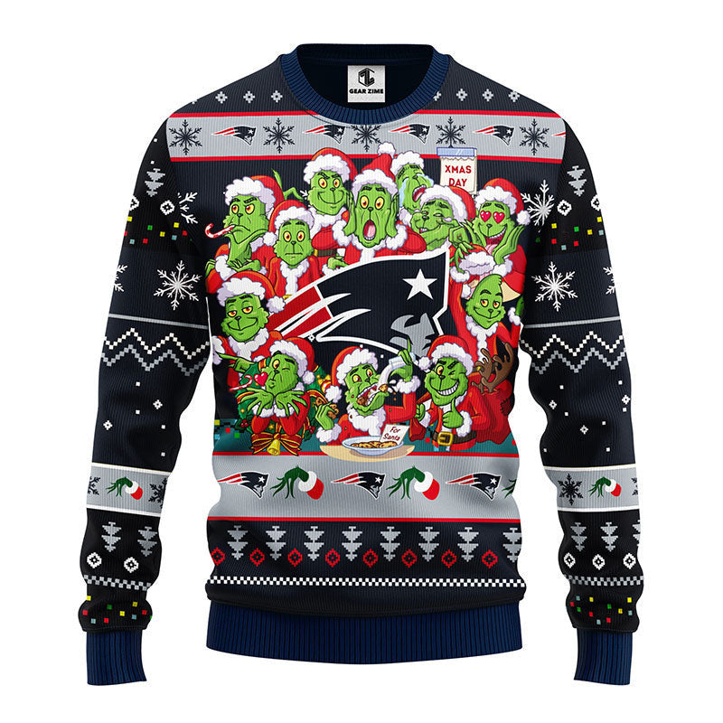 New England Patriots 12 Grinch Xmas Day Ugly Christmas Sweater Moonbestprint