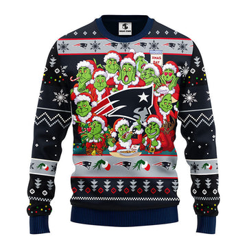 New England Patriots 12 Grinch Xmas Day Ugly Christmas Sweater Moonbestprint