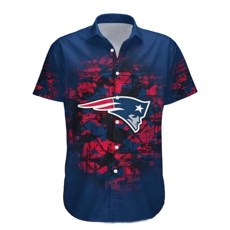 New England Patriots Abstract Camo Hawaiian Shirt - Moonbestprint