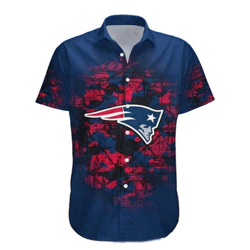 New England Patriots Abstract Camo Hawaiian Shirt - Moonbestprint