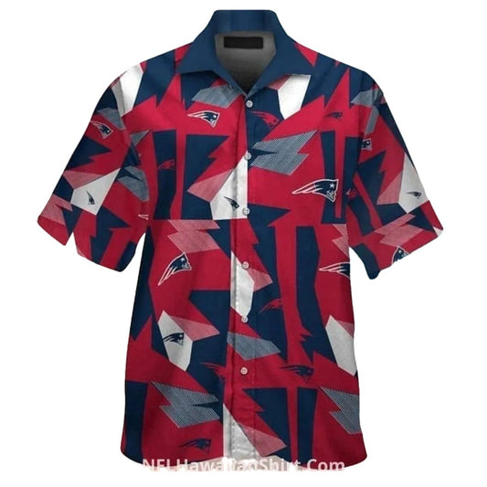 New England Patriots Abstract Red And Blue Pattern Hawaiian Shirt - Moonbestprint