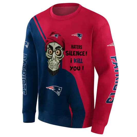 New England Patriots Achmed Skull Blue AOP Sweatshirt - Moonbestprint