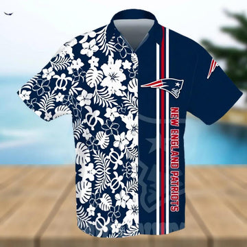 New England Patriots All Over Print Flowery Hawaiian Shirt, NFL Hawaiian Shirt Moonbestprint