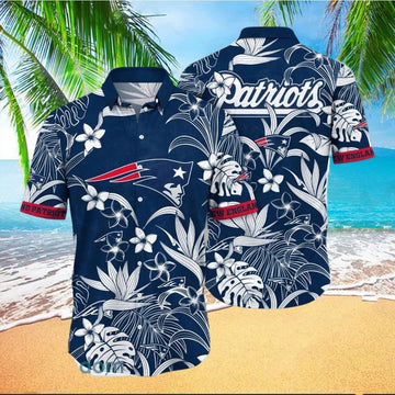 New England Patriots Aloha Navy Color Hawaiian Shirt, NFL Hawaiian Shirt Moonbestprint