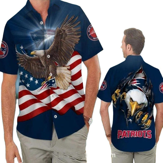 New England Patriots American Eagle Hawaiian Shirt - Moonbestprint
