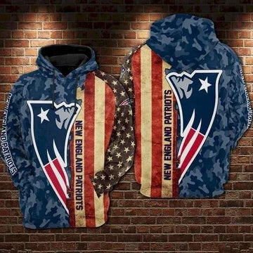 New England Patriots American Flag 3D Hoodie, NFL Hoodie Moonbestprint