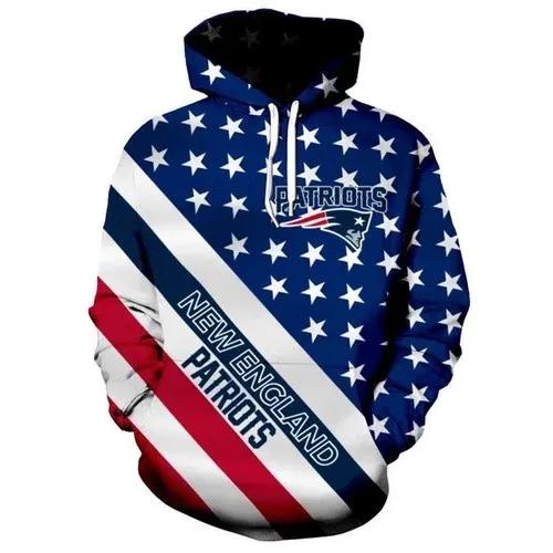 New England Patriots American Flag All Over Print Hoodie, NFL Hoodie Moonbestprint