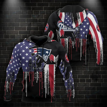 New England Patriots American Flag NFL 3D Hoodie, NFL Hoodie Moonbestprint