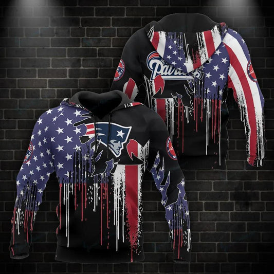 New England Patriots American Flag NFL 3D Hoodie, NFL Hoodie Moonbestprint