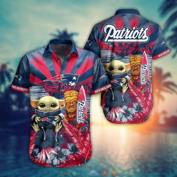 New England Patriots Baby Yoda Aloha Hawaiian Shirt, NFL Hawaiian Shirt Moonbestprint