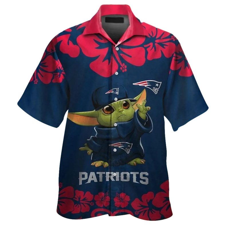 New England Patriots Baby Yoda Hibiscus Summer 2025 Hawaiian Shirt - Moonbestprint