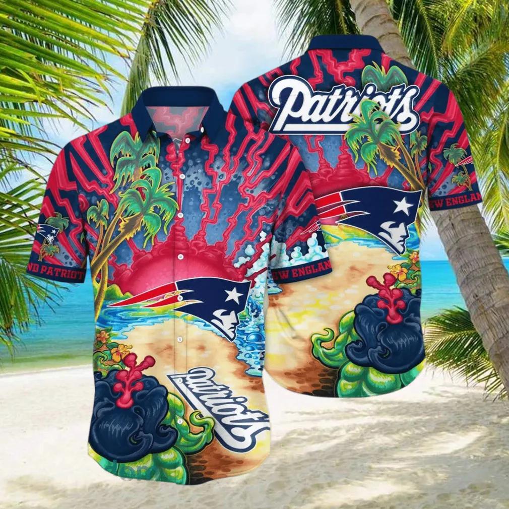 New England Patriots Beach Colorful Hawaiian Shirt, NFL Hawaiian Shirt Moonbestprint