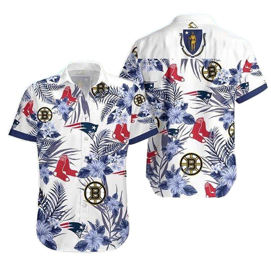 New England Patriots Boston Bruins Boston Red Sox Tropical Hawaiian Shirt - Moonbestprint