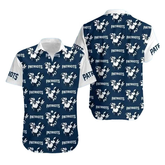 New England Patriots Breezy Hibiscus Floral Elegance And Team Pride Hawaiian Shirt - Moonbestprint