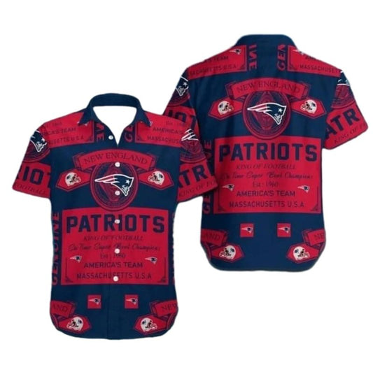 New England Patriots Championship Red And Navy Hawaiian Shirt - Moonbestprint
