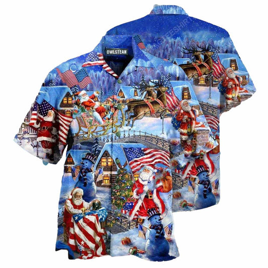 New England Patriots Christmas Holiday Santa American Hawaiian Shirt - Moonbestprint