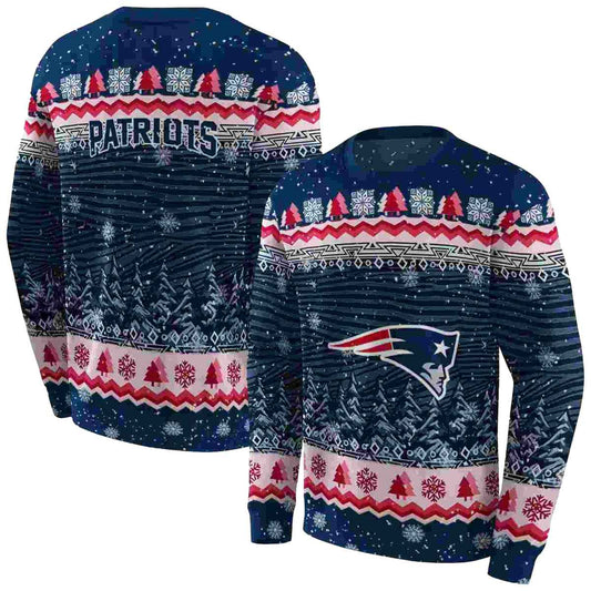 New England Patriots Christmas Trees Blue AOP Sweatshirt - Moonbestprint