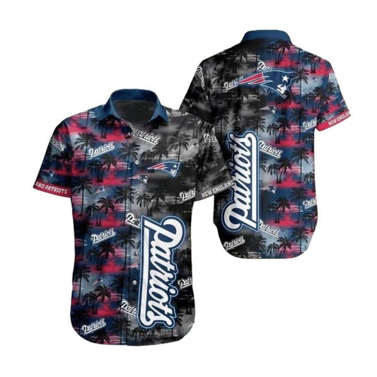New England Patriots Coconut Beach Black Hawaiian Shirt - Moonbestprint