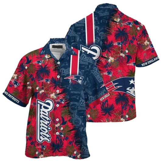 New England Patriots Coconut Beach Red Black Hawaiian Shirt - Moonbestprint