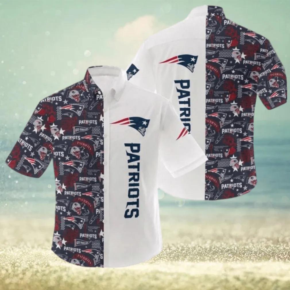 New England Patriots Color White Hawaiian Shirt, NFL Hawaiian Shirt Moonbestprint