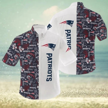 New England Patriots Color White Hawaiian Shirt, NFL Hawaiian Shirt Moonbestprint