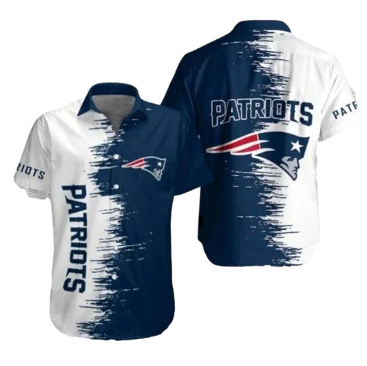 New England Patriots Contrast Brush Bold Strokes And Team Pride Hawaiian Shirt - Moonbestprint
