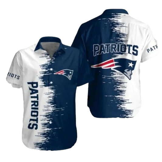 New England Patriots Contrast Brush Bold Strokes And Team Pride Hawaiian Shirt - Moonbestprint