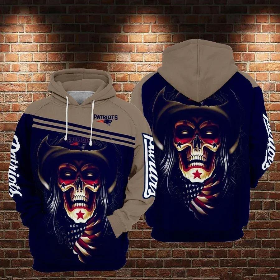 New England Patriots Cowboy Skull Style 3D Hoodie, NFL Hoodie Moonbestprint