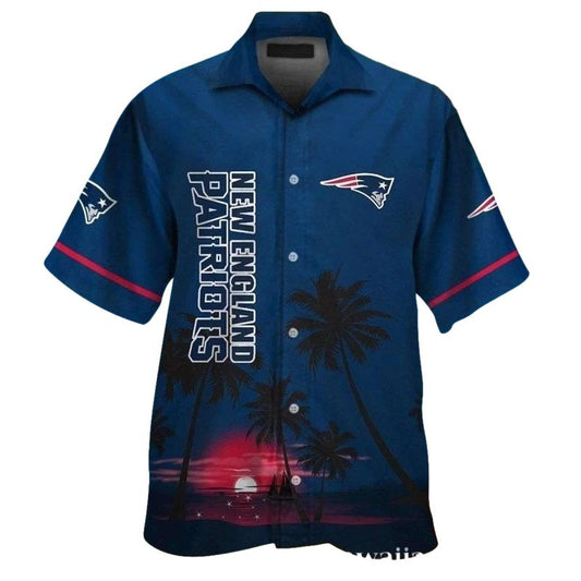 New England Patriots Dusk Reflection Blue Hawaiian Shirt - Moonbestprint