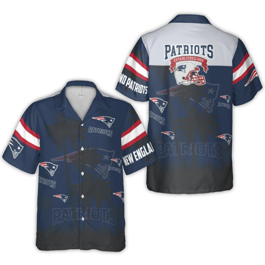 New England Patriots Established 1960 Logo Palm Tree Hawaiian Shirt - Moonbestprint