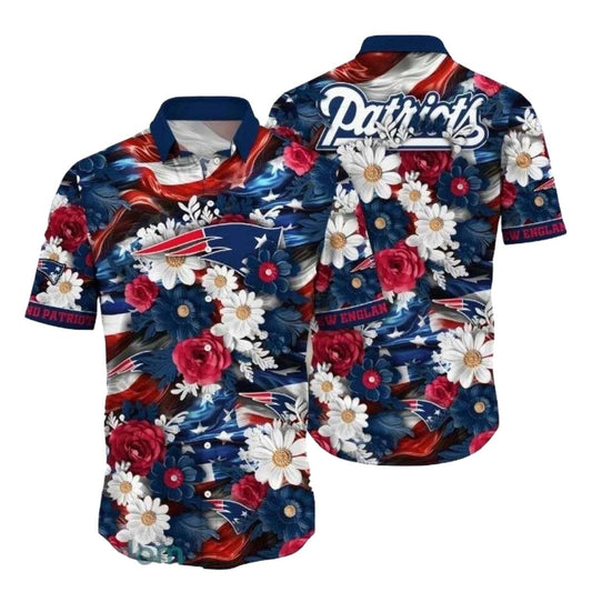 New England Patriots Eternal Bloom Game Day Hawaiian Shirt - Moonbestprint