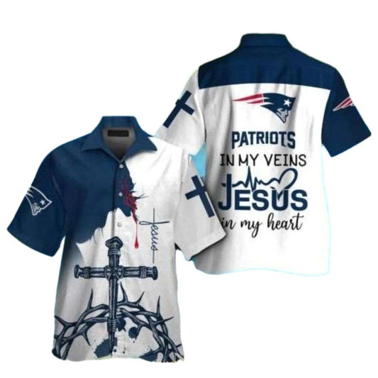 New England Patriots Faith And Football Jesus Hawaiian Shirt - Moonbestprint