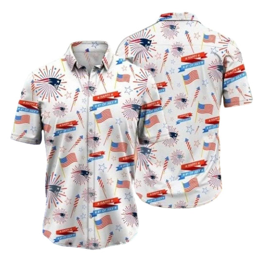 New England Patriots Festive Fireworks Independence Day Hawaiian Shirt - Moonbestprint