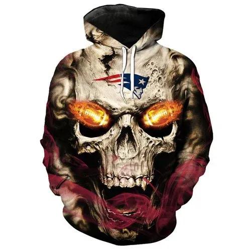 New England Patriots Fire In Skulls Eyes 3D Hoodie, NFL Hoodie Moonbestprint