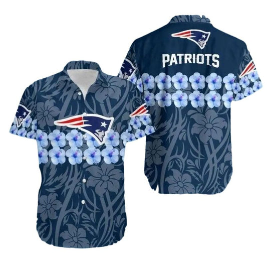 New England Patriots Floral Lei Team Spirit With A Floral Twist Hawaiian Shirt - Moonbestprint