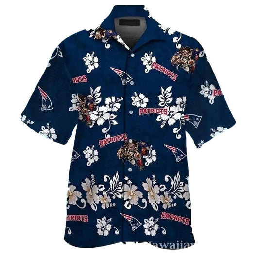 New England Patriots Floral Tackle Party Hawaiian Shirt - Moonbestprint