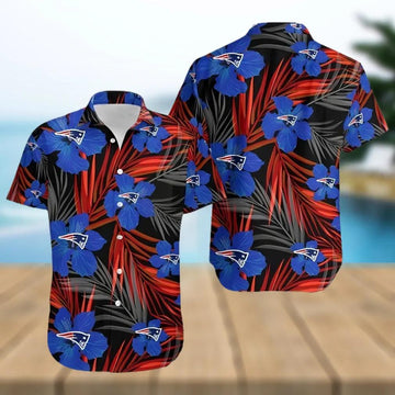 New England Patriots Flower Hawaiian Shirt, NFL Hawaiian Shirt Moonbestprint