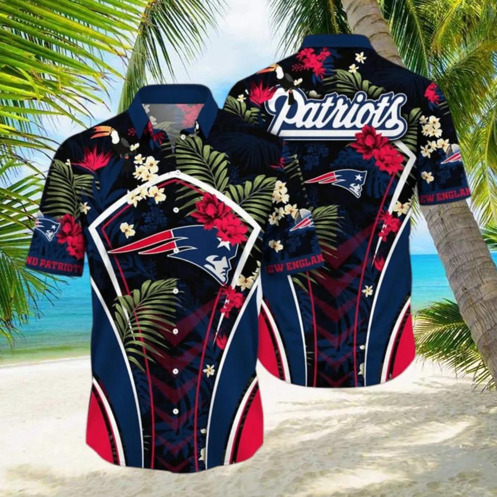 New England Patriots Flower Tropical Floral Hawaiian Shirt, NFL Hawaiian Shirt Moonbestprint