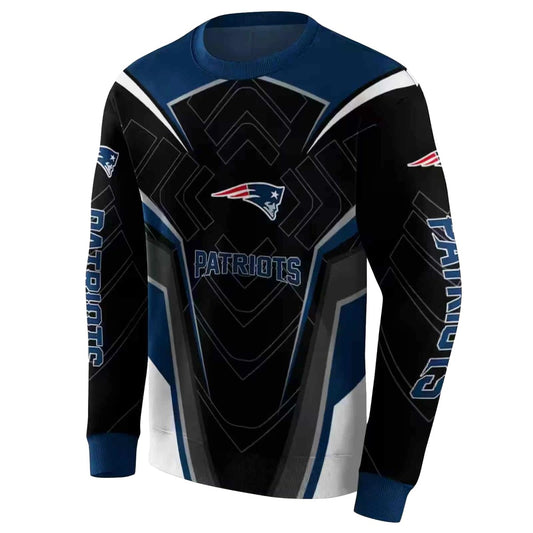 New England Patriots Futuristic Pattern Blue Black AOP Sweatshirt - Moonbestprint