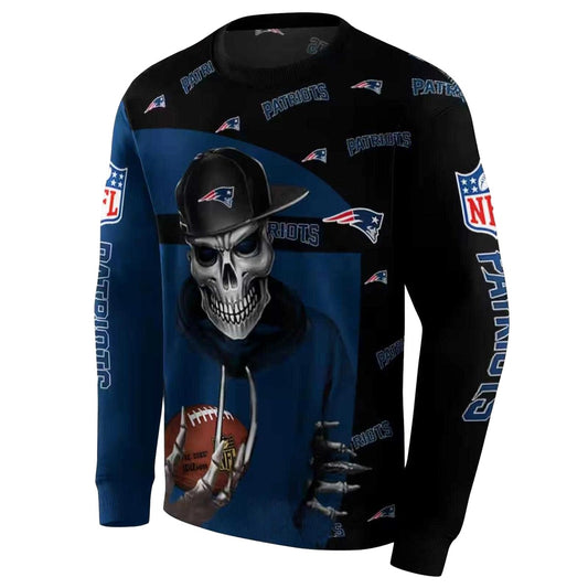 New England Patriots Grim Vibe Blue Black AOP Sweatshirt - Moonbestprint