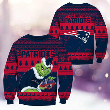 New England Patriots Grinch Stolen Ugly Christmas Sweater, NFL Christmas Sweater Moonbestprint
