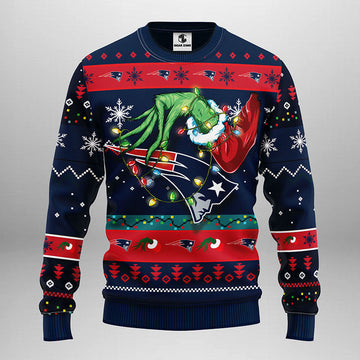 New England Patriots Grinch Ugly Christmas Sweater Moonbestprint
