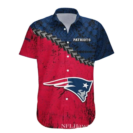 New England Patriots Grungy Goal Line Abstract Art Red Zone Look Hawaiian Shirt - Moonbestprint