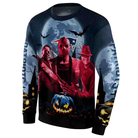 New England Patriots Halloween Vibes Blue Black AOP Sweatshirt - Moonbestprint