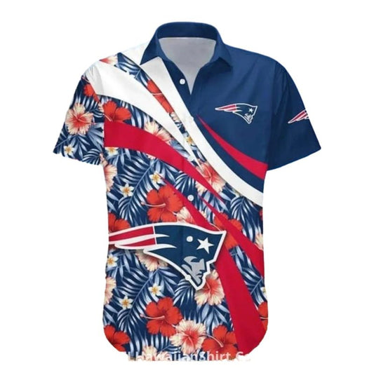 New England Patriots Hibiscus Floral Beach Vibes Hawaiian Shirt - Moonbestprint