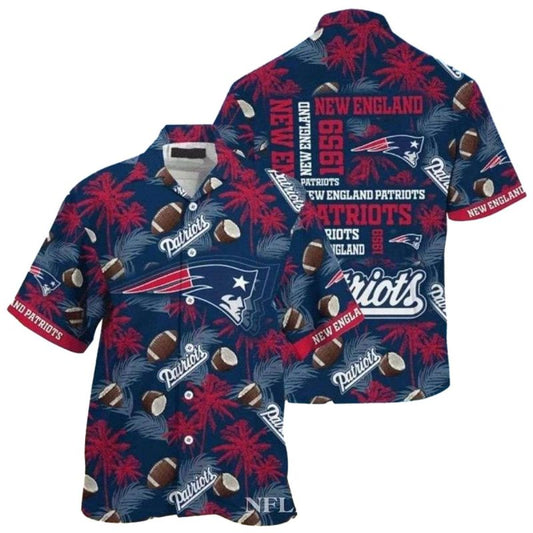New England Patriots Historic Gridiron Palms Hawaiian Shirt - Moonbestprint